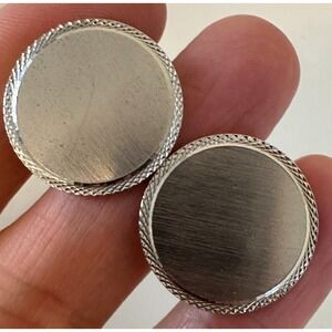 Lamode Sterling Silver Cufflinks Round Etched Edges Signed Circles 925